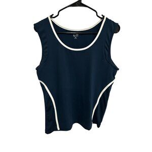 Champion Womens White Trim Navy Blue Scoop Neck Tank Top Size XL Sporty Layering